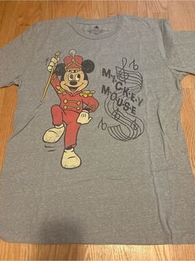 Disney Parks Adult XL Gray Red Mickey Mouse Marching Band Leader Music